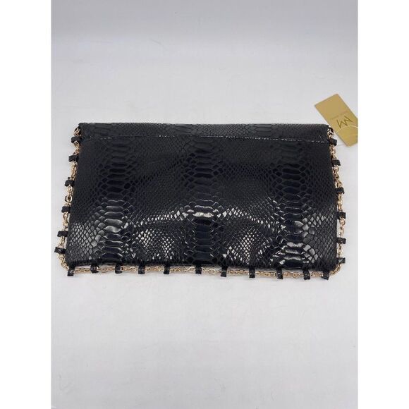 Nicki Minaj Black Faux Snakeskin Clutch with Long Strap NWT - Picture 2 of 8